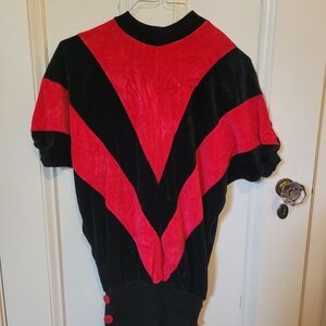 Red and Black Chevron Top